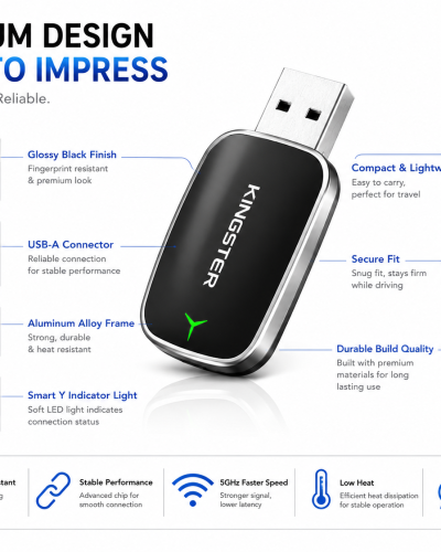 KINGSTER 2-in-1 Wireless CarPlay Adapter & Android Auto Adapter