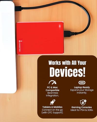 KINGSTER®  External Hard Drive – Red
