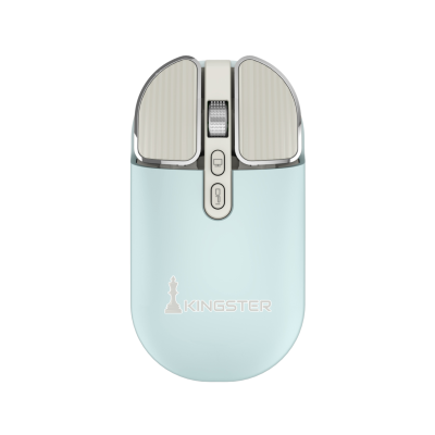 KINGSTER® Wireless Bluetooth Rechargeable Mouse – Silent Click, Dual Mode (BT 5.2 + 2.4GHz), Sky Blue