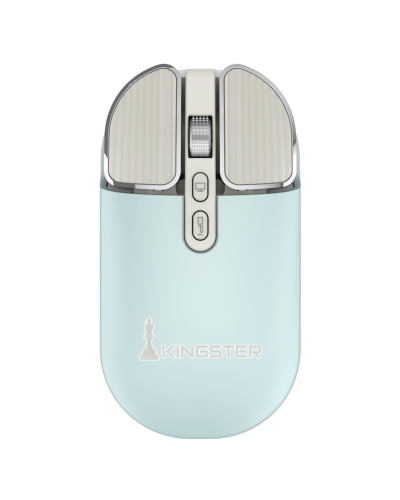 KINGSTER® Wireless Bluetooth Rechargeable Mouse – Silent Click, Dual Mode (BT 5.2 + 2.4GHz), Sky Blue