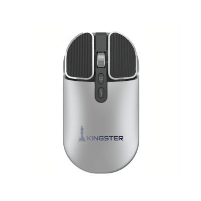 KINGSTER® Wireless Bluetooth Rechargeable Mouse – Silent Click, Dual Mode (BT 5.2 + 2.4GHz), Silver