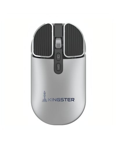 KINGSTER® Wireless Bluetooth Rechargeable Mouse – Silent Click, Dual Mode (BT 5.2 + 2.4GHz), Silver