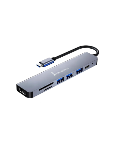 KINGSTER® 7-in-1 USB-C Hub Docking Station with 4K HDMI, 100W PD