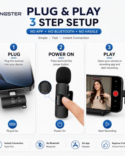 KINGSTER® K9 Dual Wireless Lavalier Microphone for Android & iPhone